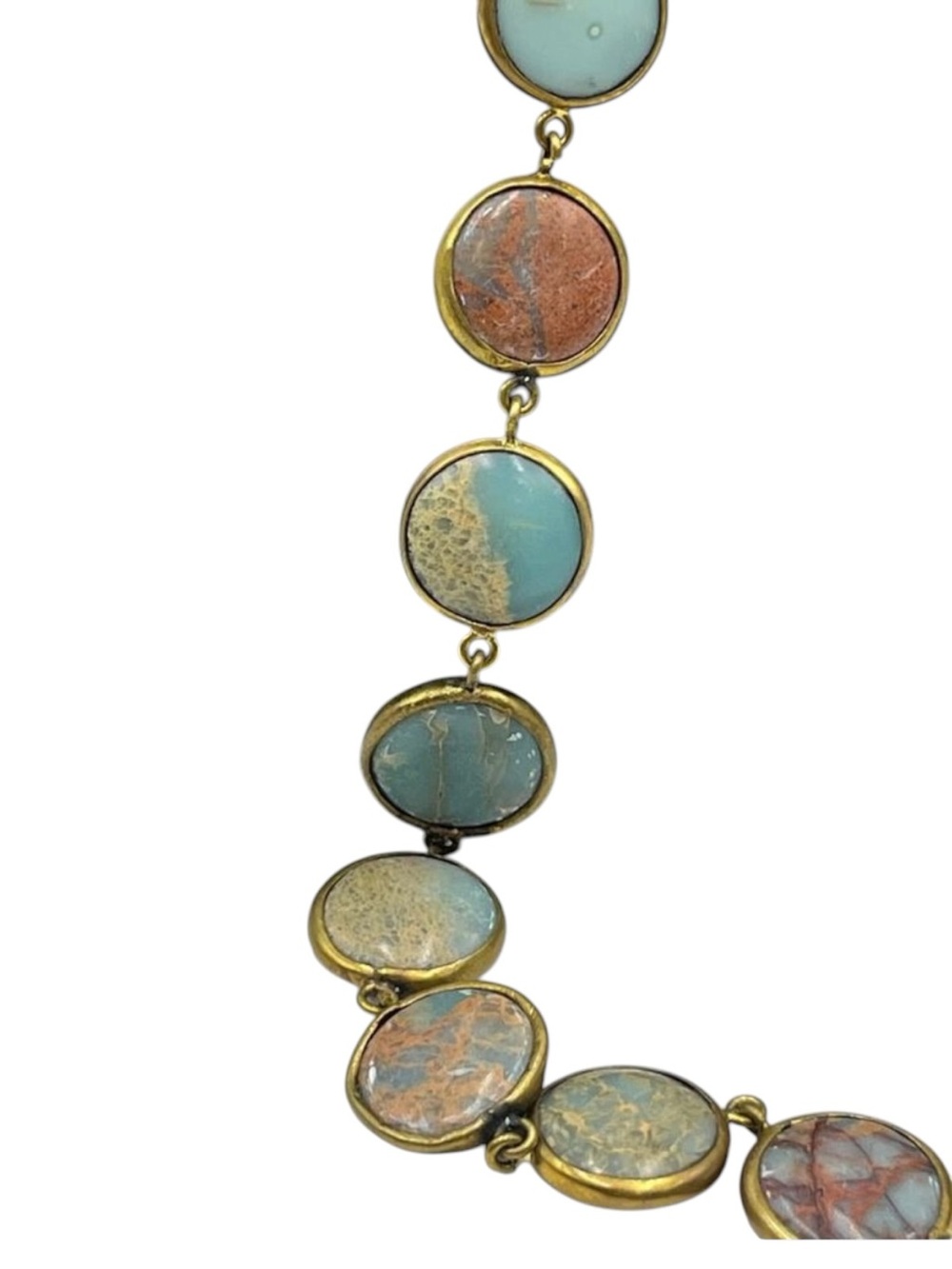 Lena Bernard Signed Stepping Stone Jasper Bezel Long Y Lariat Drop Necklace - Picture 6 of 8